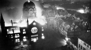 Synagogue in flames