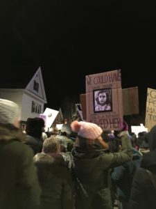 Sign showing Anne Frank "We could have saved her"
