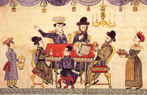 A 19th Century Passover Seder portrayed in a folk print