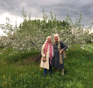Joanna and Mary in orchard Frelighsburg